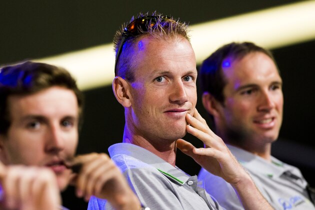 Dutch rider Pieter Weening of the Orica Green Edge Racing Team looks on during a press conference on July 3, 2015 in Utrecht, Netherlands, on the eve of the start of the 102nd edition of the Tour de France cycling race. The 2015 Tour de France gets underway on July 4 in the streets of Utrecht and ends on July 26, 2015 down the Champs-Elysees in Paris.   AFP PHOTO / ANP / VINCENT JANNINK   **NETHERLANDS OUT**        (Photo credit should read VINCENT JANNINK/AFP/Getty Images)