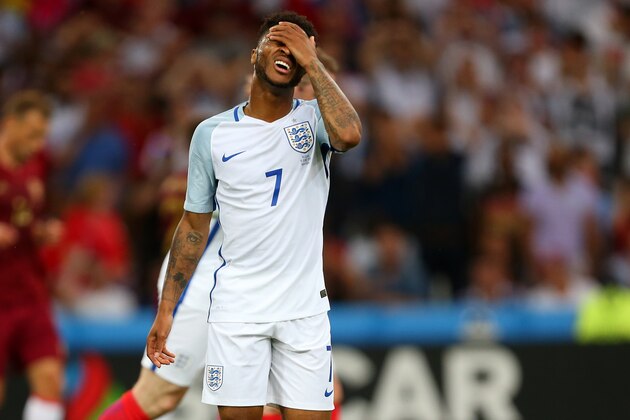 MARSEILLE, FRANCE - JUNE 11: Raheem Sterling of England reacts during the UEFA EURO 2016 Group B match between England and Russia at Stade Velodrome on June 11, 2016 in Marseille, France. (Photo by Catherine Ivill - AMA/Getty Images)