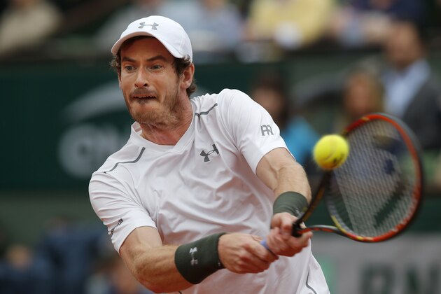 Britain's Andy Murray returns the ball in the final of the French Open tennis tournament against Serbia's Novak Djokovic at the Roland Garros stadium in Paris, France, Sunday, June 5, 2016. (AP Photo/Michel Euler)