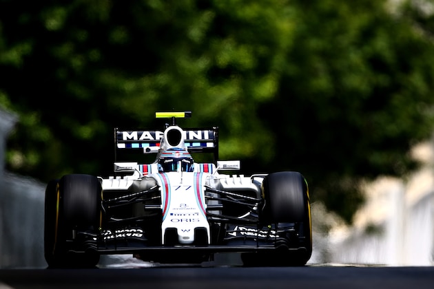 BAKU, AZERBAIJAN - JUNE 17: Valtteri Bottas of Finland driving the (77) Williams Martini Racing Williams FW38 Mercedes PU106C Hybrid turbo on track during practice for the European Formula One Grand Prix at Baku City Circuit on June 17, 2016 in Baku, Azerbaijan.  (Photo by Dan Istitene/Getty Images)