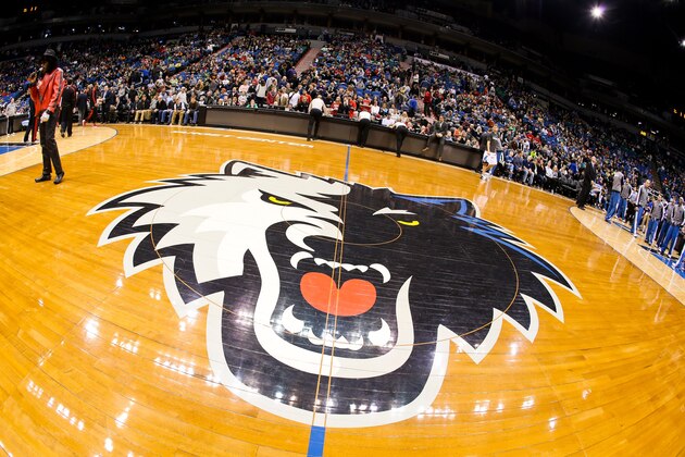 MINNEAPOLIS, MN - MARCH 24: A view of the Minnesota Timberwolves team logo at half-court before a game against the Chicago Bulls on March 24, 2013 at Target Center in Minneapolis, Minnesota. NOTE TO USER: User expressly acknowledges and agrees that, by downloading and or using this Photograph, user is consenting to the terms and conditions of the Getty Images License Agreement. Mandatory Copyright Notice: Copyright 2013 NBAE (Photo by David Sherman/NBAE via Getty Images)