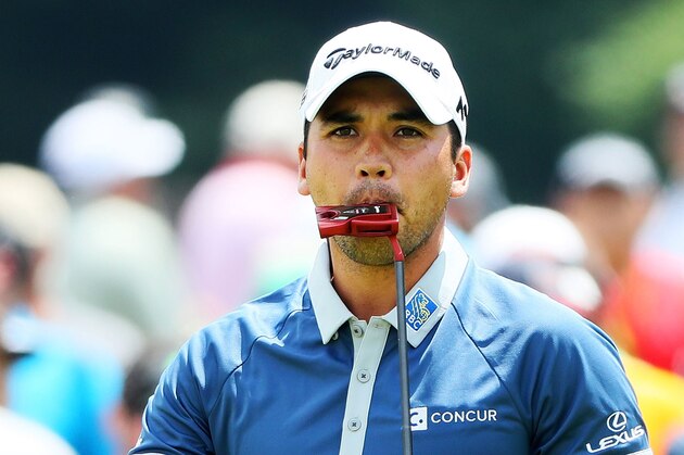 OAKMONT, PA - JUNE 17:  Jason Day of Australia reacts on the eighth green during the continuation of the weather delayed first round of the U.S. Open at Oakmont Country Club on June 17, 2016 in Oakmont, Pennsylvania.  (Photo by Andrew Redington/Getty Images)