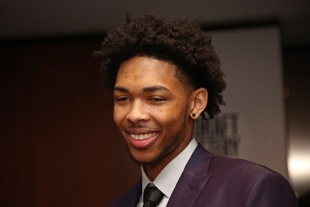 NEW YORK, NEW YORK - MAY 17:  A close up shot of NBA Draft Prospect, Brandon Ingram during the 2016 NBA Draft Lottery at the New York Hilton in New York, New York. NOTE TO USER: User expressly acknowledges and agrees that, by downloading and or using this Photograph, user is consenting to the terms and conditions of the Getty Images License Agreement.  Mandatory Copyright Notice: Copyright 2016 NBAE (Photo by Michael J. LeBrecht II/NBAE via Getty Images)