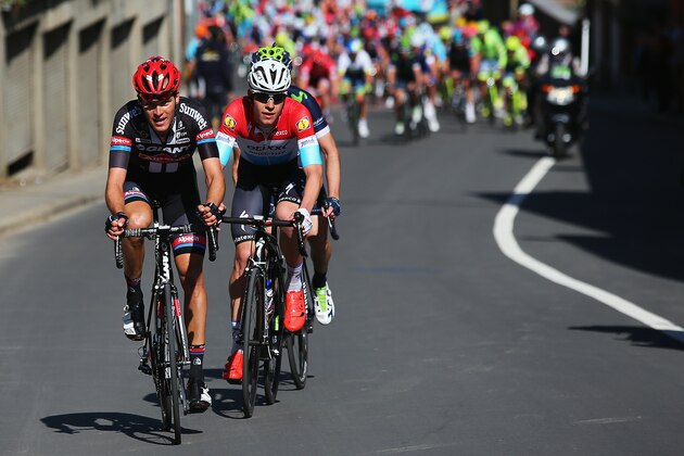 LA FLECHE, BELGIUM - APRIL 20: Bob Jungels of The Netherlands and Etixx-QuickStep and Georg Preidler of Austria and Giant-Alpecin and Jon Izagirre of Spain and Movistar attack during the 80th La Fleche Wallonne along the 196 km route from Marche-en-Famenne to Huy, on April 20, 2016 in Belgium.  (Photo by Bryn Lennon/Getty Images)