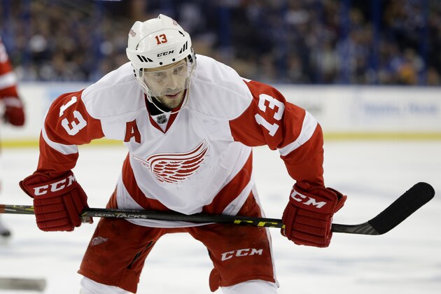 Detroit Red Wings center Pavel Datsyuk, of Russia, during the third period of Game 5 in a first-round NHL hockey Stanley Cup playoff series against the Tampa Bay Lightning Thursday, April 21, 2016, in Tampa, Fla. (AP Photo/Chris O'Meara)