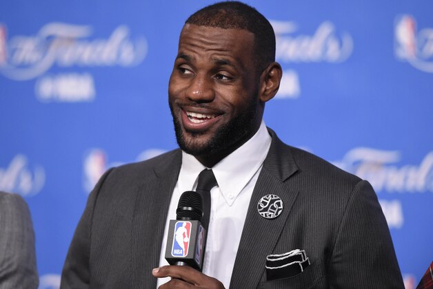 Jun 16, 2016; Cleveland, OH, USA; Cleveland Cavaliers forward LeBron James (23) speaks to the media after game six of the NBA Finals against the Golden State Warriors at Quicken Loans Arena. The Cavaliers won 115-101. Mandatory Credit: David Richard-USA TODAY Sports Jun 16, 2016; Cleveland, OH, USA; Cleveland Cavaliers forward LeBron James (23) speaks to the media after game six of the NBA Finals against the Golden State Warriors at Quicken Loans Arena. The Cavaliers won 115-101. Mandatory Credit: David Richard-USA TODAY Sports