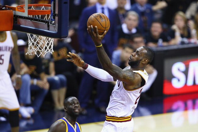 CLEVELAND, OH - JUNE 16:  LeBron James #23 of the Cleveland Cavaliers shoots the ball against the Golden State Warriors in Game 6 of the 2016 NBA Finals at Quicken Loans Arena on June 16, 2016 in Cleveland, Ohio. NOTE TO USER: User expressly acknowledges and agrees that, by downloading and or using this photograph, User is consenting to the terms and conditions of the Getty Images License Agreement.  (Photo by Ezra Shaw/Getty Images)