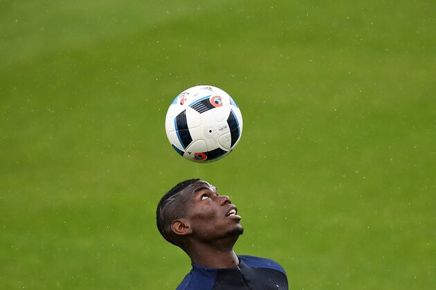 France's midfielder Paul Pogba practices during a training session in Clairefontaine-en-Yvelines on June 17, 2016,  as part of the Euro 2016 European football championship.   / AFP / FRANCK FIFE        (Photo credit should read FRANCK FIFE/AFP/Getty Images)