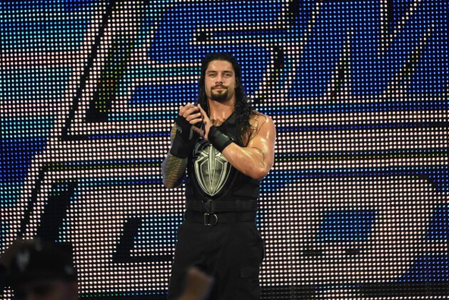 MIAMI, FL- SEPTEMBER 01: Roman Reigns looks on during the WWE Smackdown on September 1, 2015 at the American Airlines Arena in Miami, Florida.  (Photo by Ron ElkmanSports Imagery/Getty Images)