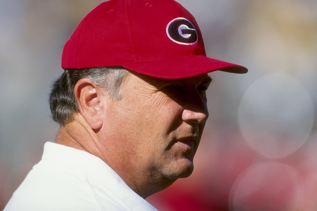 28 Nov 1998:  Head coach Jim Donnan of the Georgia Bulldogs looks on during a game against the Georgia Tech Yellow Jackets at Sanford Stadium in Athens, Georgia. Georgia Tech defeated Georgia 21-19. Mandatory Credit: Vincent Laforet  /Allsport