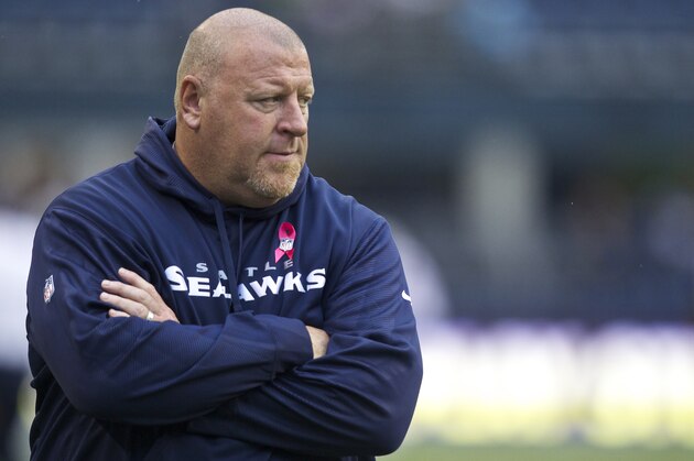 SEATTLE, WA - OCTOBER 14: Seattle Seahawks assistant heac coach and offensive line coach Tom Cable is pictured before a game against the New England Patriots at CenturyLink Field on October 14, 2012 in Seattle, Washington. The Seahawks beat the Patriots 24-23.(Photo by Stephen Brashear/Getty Images)