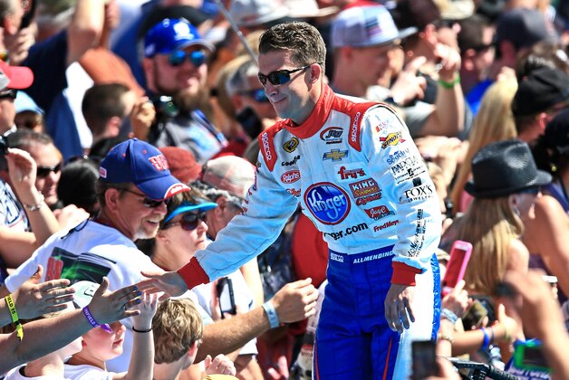 Feb 22, 2015; Daytona Beach, FL, USA; NASCAR Sprint Cup Series driver A.J. Allmendinger (47) prior to the Daytona 500 at Daytona International Speedway. Mandatory Credit: Andrew Weber-USA TODAY Sports