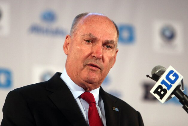 Jul 28, 2014; Chicago, IL, USA; Big Ten commissioner Jim Delany addresses the media during the Big Ten football media day at Hilton Chicago. Mandatory Credit: Jerry Lai-USA TODAY Sports
