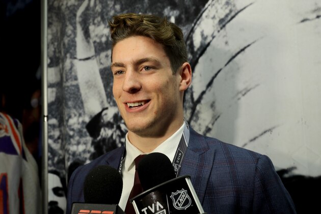SAN JOSE, CA - JUNE 06: Top Prospect Pierre-Luc Dubois speaks during media availability for the 2016 NHL Draft Top Prospects prior to Game Four of the 2016 NHL Stanley Cup Final at SAP Center on June 6, 2016 in San Jose, California. (Photo by Bruce Bennett/Getty Images) SAN JOSE, CA - JUNE 06: Top Prospect Pierre-Luc Dubois speaks during media availability for the 2016 NHL Draft Top Prospects prior to Game Four of the 2016 NHL Stanley Cup Final at SAP Center on June 6, 2016 in San Jose, California. (Photo by Bruce Bennett/Getty Images)