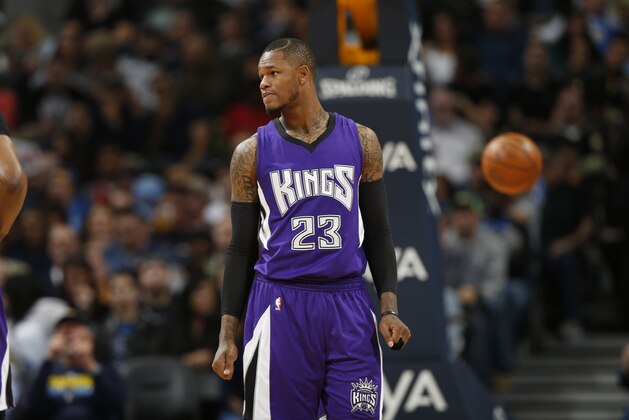 Sacramento Kings guard Ben McLemore (23) in the second half of an NBA basketball game Saturday, April 2, 2016, in Denver. Sacramento won 115-106. (AP Photo/David Zalubowski)