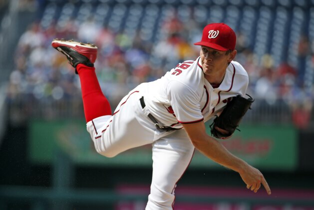 Washington Nationals starting pitcher Stephen Strasburg throws during the first inning of a baseball game against the Chicago Cubs at Nationals Park, Wednesday, June 15, 2016, in Washington. (AP Photo/Alex Brandon) Washington Nationals starting pitcher Stephen Strasburg throws during the first inning of a baseball game against the Chicago Cubs at Nationals Park, Wednesday, June 15, 2016, in Washington. (AP Photo/Alex Brandon)