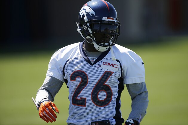 Denver Broncos free safety Darian Stewart (26) during drills at the NFL football team's practice Tuesday, June 14, 2016, at the Broncos' headquarters in Englewood, Colo. (AP Photo/David Zalubowski)