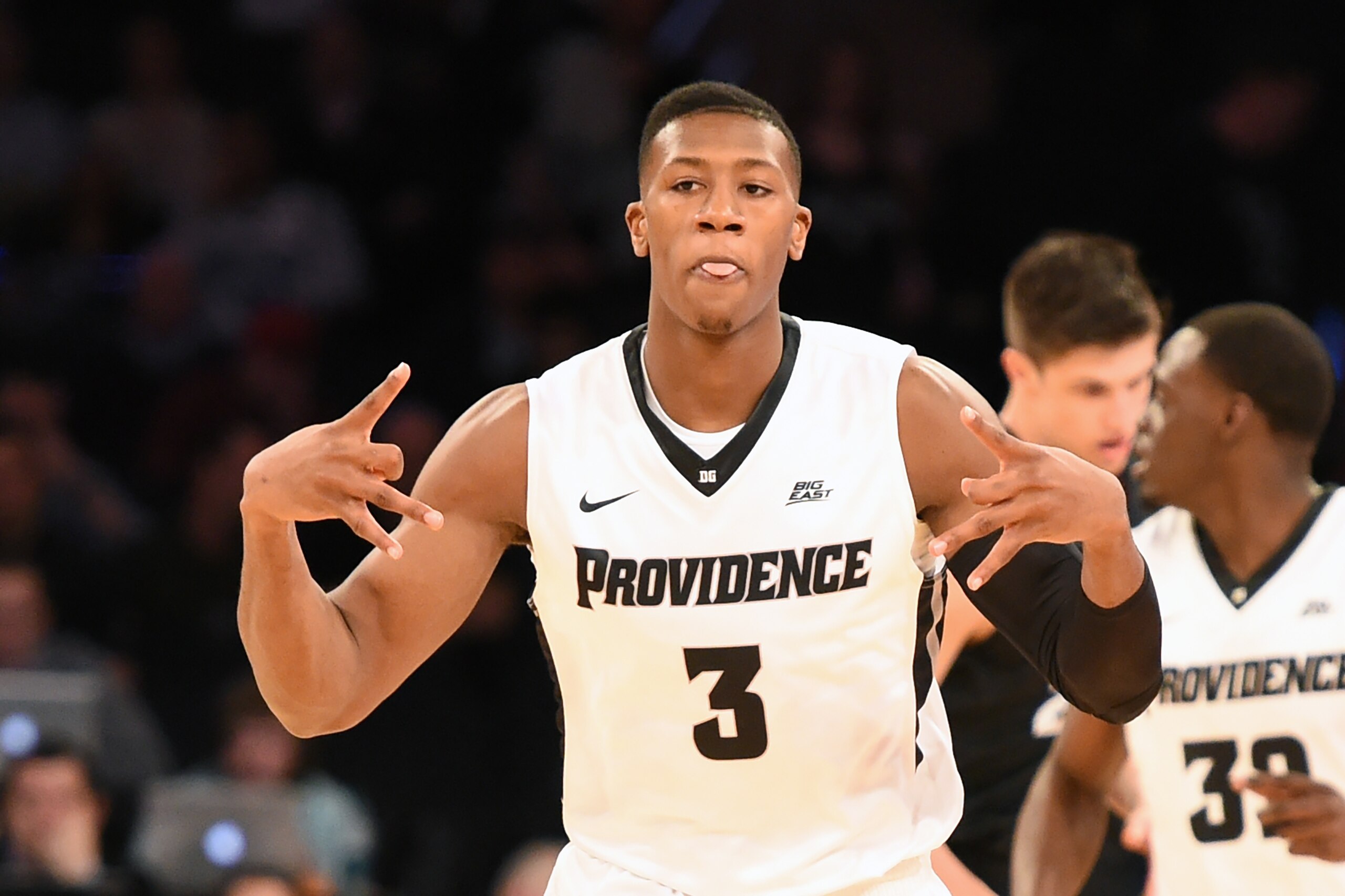 NEW YORK, NY - MARCH 10: Kris Dunn #3 of the Providence Friars celebrates a basket during a quarterfinal game of the Big East College Basketball Tournament against the Butler Bulldogs at Madison Square Garden on March 10, 2016 in New York, New York. The Friars won 74-60. (Photo by Mitchell Layton/Getty Images) NEW YORK, NY - MARCH 10: Kris Dunn #3 of the Providence Friars celebrates a basket during a quarterfinal game of the Big East College Basketball Tournament against the Butler Bulldogs at Madison Square Garden on March 10, 2016 in New York, New York. The Friars won 74-60. (Photo by Mitchell Layton/Getty Images)