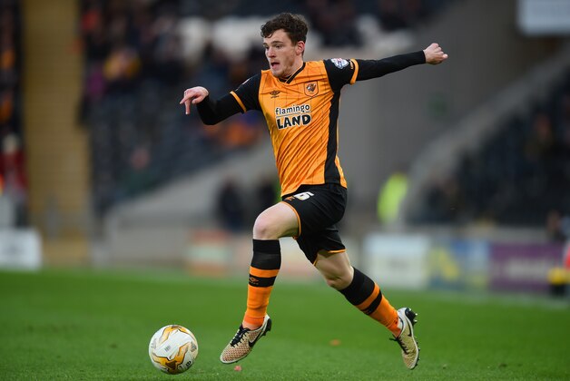 HULL, ENGLAND - APRIL 26: Andrew Robertson of Hull in action during the Sky Bet Championship match between Hull City and Brentford on April 26, 2016 in Hull, England.  (Photo by Michael Regan/Getty Images)