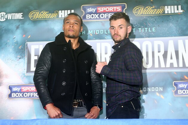 LONDON, ENGLAND - MAY 19:  Chris Eubank Jr. and Tom Doran pose during a press conference at the Hilton Park Lane Hotel on May 19, 2016 in London, England.  (Photo by Charlie Crowhurst/Getty Images)