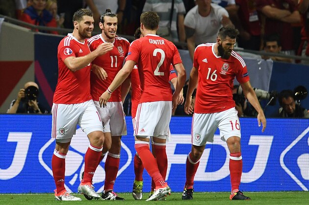 TOULOUSE, FRANCE - JUNE 20:  Wales's Gareth Bale celebrates scoring his sides second goal  during the UEFA Euro 2016 Group B match between Russia v Wales at Stadium de Toulouse on June 20 in Toulouse, France.  (Photo by Kevin Barnes/CameraSport via Getty Images)