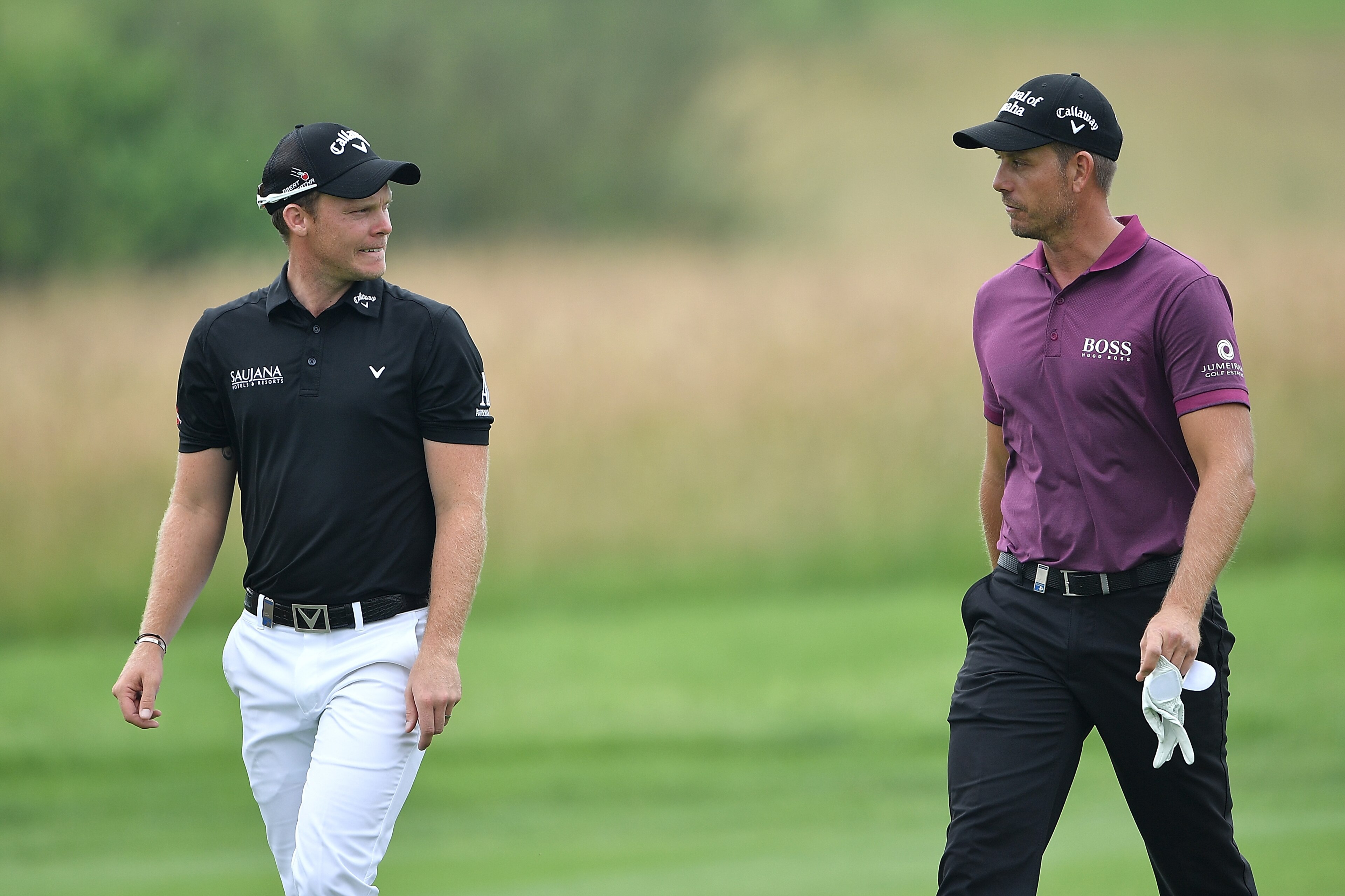 COLOGNE, GERMANY - JUNE 24:  Henrik Stenson of Sweden walks with Danny Willett of England (L) during the second round of the BMW International Open at Gut Larchenhof on June 24, 2016 in Cologne, Germany.  (Photo by Stuart Franklin/Getty Images)
