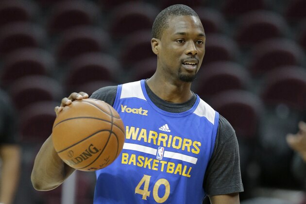 Golden State Warriors’ Harrison Barnes is shown during practice for Game 6 of the NBA basketball Finals, Wednesday, June 15, 2016, in Cleveland. The Cleveland Cavaliers will play the Warriors Thursday night in Cleveland. (AP Photo/Tony Dejak)