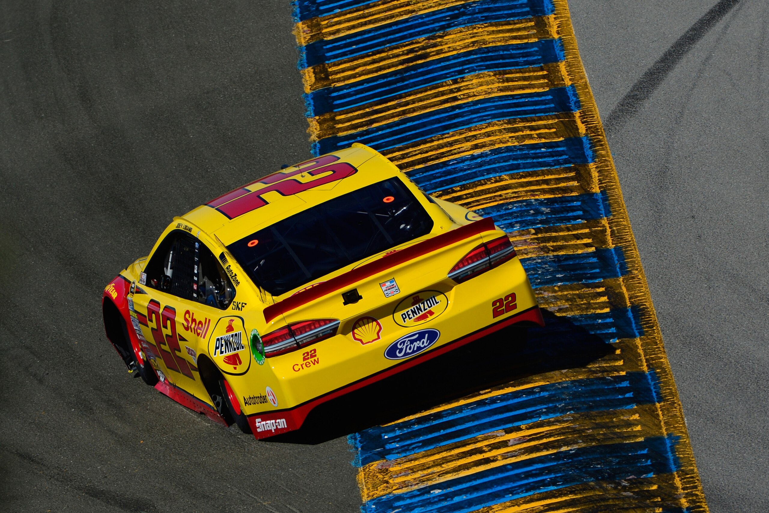 SONOMA, CA - JUNE 24:  Joey Logano, driver of the #22 Shell Pennzoil Ford, practices for the NASCAR Sprint Cup Series Toyota/Save Mart 350 at Sonoma Raceway on June 24, 2016 in Sonoma, California.  (Photo by Robert Laberge/Getty Images)