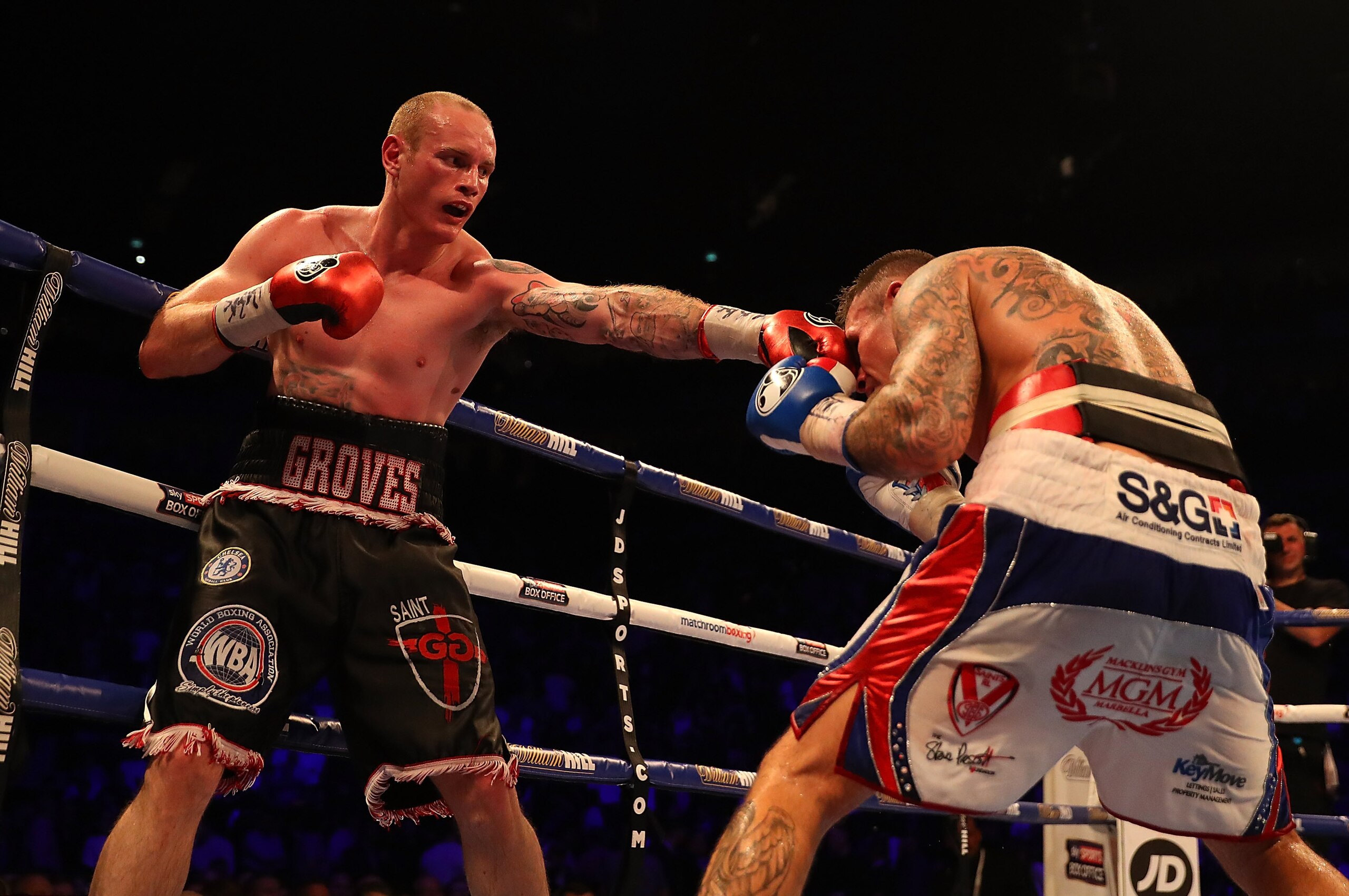 LONDON, ENGLAND - JUNE 25: George Groves of Great Britain throws a punch at Martin Murray of Great Britainduring their WBA International Super-Middleweight Championship contest at The O2 Arena on June 25, 2016 in London, England. (Photo by Richard Heathcote/Getty Images) LONDON, ENGLAND - JUNE 25: George Groves of Great Britain throws a punch at Martin Murray of Great Britainduring their WBA International Super-Middleweight Championship contest at The O2 Arena on June 25, 2016 in London, England. (Photo by Richard Heathcote/Getty Images)