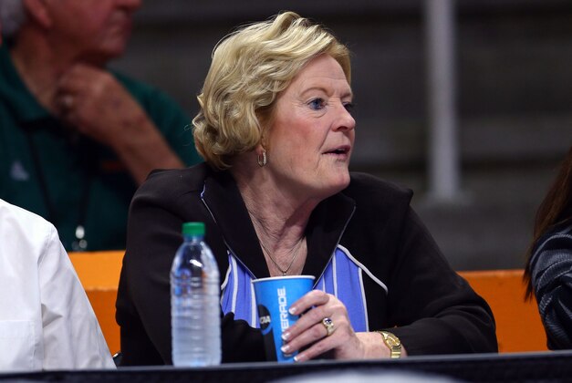 Mar 21, 2015; Knoxville, TN, USA; Tennessee Lady Volunteers head coach emeritus Pat Summitt in the first round of the women's NCAA Tournament against the Boise State Broncos at Thompson-Boling Arena. Mandatory Credit: Randy Sartin-USA TODAY Sports