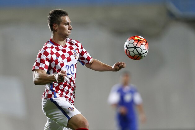 Croatia's Marko Pjaca controls the ball during the international friendly soccer match between Croatia and San Marino, in Rijeka, Croatia, Saturday, June 4, 2016. (AP Photo/Darko Bandic)