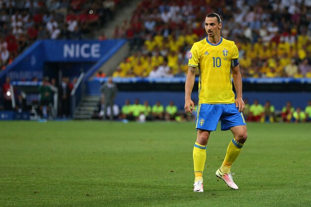 NICE, FRANCE - JUNE 22: Zlatan Ibrahimovich of Sweden during the UEFA EURO 2016 Group E match between Sweden and Belgium at Allianz Riviera Stadium on June 22, 2016 in Nice, France. (Photo by Catherine Ivill - AMA/Getty Images)