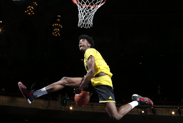 Mar 28, 2016; Chicago, IL, USA; McDonalds All-American forward Josh Jackson dunks during the McDonalds All-American Powerade Jamfest at  the Chicago Theatre. Mandatory Credit: Brian Spurlock-USA TODAY Sports