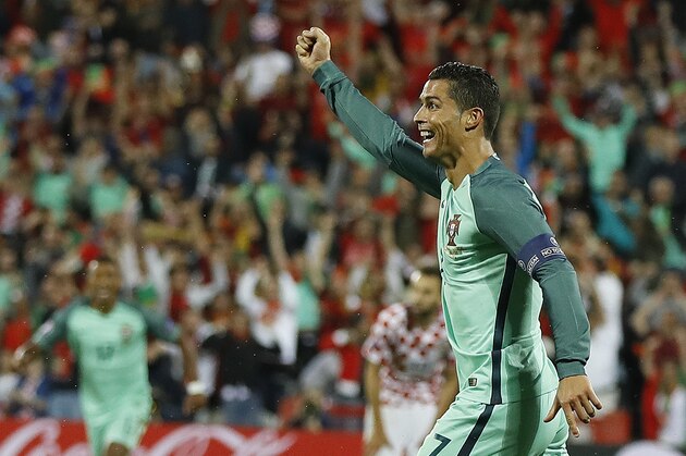 Portugal's Cristiano Ronaldo during the Euro 2016 round of 16 soccer match between Croatia and Portugal at the Bollaert stadium in Lens, France, Saturday, June 25, 2016. (AP Photo/Frank Augstein)