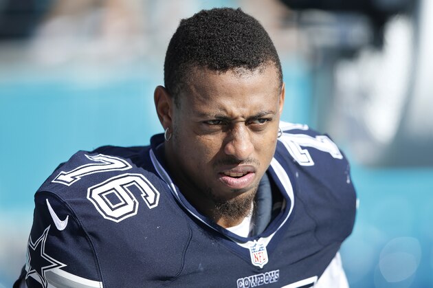 MIAMI GARDENS, FL - NOVEMBER 22: Greg Hardy #76 of the Dallas Cowboys looks on against the Miami Dolphins during the game at Sun Life Stadium on November 22, 2015 in Miami Gardens, Florida. Dallas defeated Miami 24-14. (Photo by Joe Robbins/Getty Images)