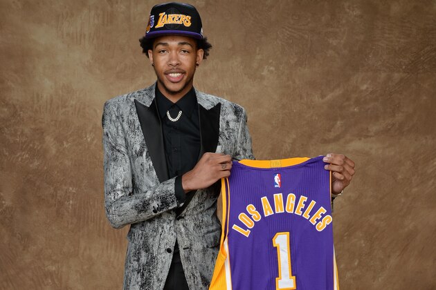 BROOKLYN, NY - JUNE 23:  Brandon Ingram poses for a portrait after being drafted number two overall by the Los Angeles Lakers during the 2016 NBA Draft on June 23, 2016 at Barclays Center in Brooklyn, New York. NOTE TO USER: User expressly acknowledges and agrees that, by downloading and or using this photograph, User is consenting to the terms and conditions of the Getty Images License Agreement. Mandatory Copyright Notice: Copyright 2016 NBAE (Photo by Jennifer Pottheiser/NBAE via Getty Images)