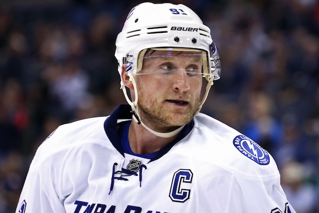Mar 13, 2016; Columbus, OH, USA; Tampa Bay Lightning center Steven Stamkos (91) against the Columbus Blue Jackets at Nationwide Arena. The Lightning won 4-0. Mandatory Credit: Aaron Doster-USA TODAY Sports
