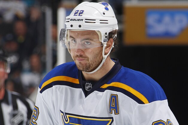 SAN JOSE, CA - MARCH 22: Kevin Shattenkirk #22 of the St. Louis Blues looks on during the game against the San Jose Sharks at SAP Center on March 22, 2016 in San Jose, California. (Photo by Rocky W. Widner/NHL/Getty Images)