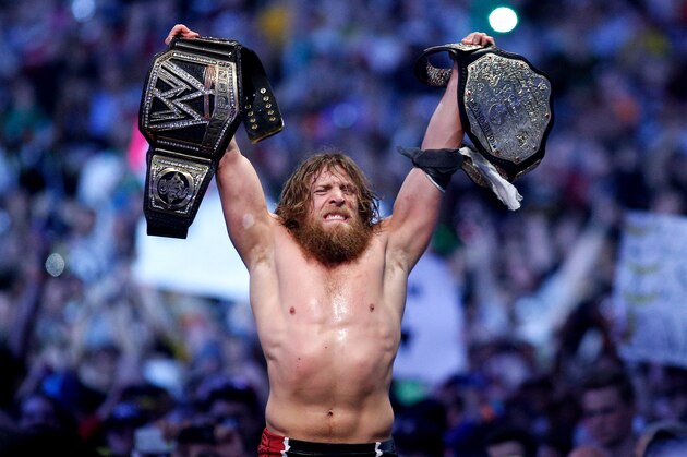 IMAGE DISTRIBUTED FOR WWE - Daniel Bryan celebrates after winning the main event during Wrestlemania XXX at the Mercedes-Benz Super Dome in New Orleans on Sunday, April 6, 2014. (Jonathan Bachman/AP Images for WWE)