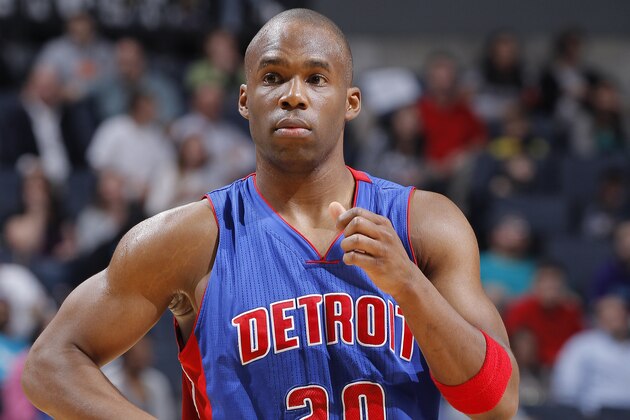 CHARLOTTE, NC - APRIL 1: Jodie Meeks #20 of the Detroit Pistons looks on during the game against the Charlotte Hornets on April 1, 2015 at Time Warner Cable Arena in Charlotte, North Carolina. NOTE TO USER: User expressly acknowledges and agrees that, by downloading and or using this Photograph, user is consenting to the terms and condition of the Getty Images License Agreement.  (Photo by Rocky Widner/Getty Images)