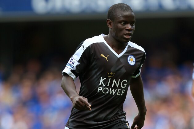 LONDON, ENGLAND - MAY 15: Kante of Leicester City during the Barclays Premier League match between Chelsea and Leicester City at Stamford Bridge on May 15, 2016 in London, England. (Photo by Catherine Ivill - AMA/Getty Images)