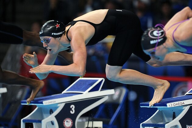 OMAHA, NE - JUNE 28:  Missy Franklin of the United States competes in a preliminary heat of the Women's 200 Meter Freestyle during Day 3 of the 2016 U.S. Olympic Team Swimming Trials at CenturyLink Center on June 28, 2016 in Omaha, Nebraska.  (Photo by Eric Francis/Getty Images)