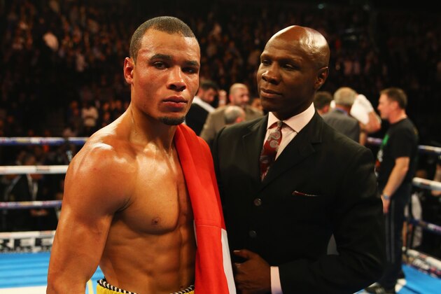 LONDON, ENGLAND - DECEMBER 12:  Chris Eubank Jr celebrates victory over Gary O'Sullivan with father Chris Eubank after the WBA Middleweight final eliminator contest at The O2 Arena on December 12, 2015 in London, England.  (Photo by Richard Heathcote/Getty Images)