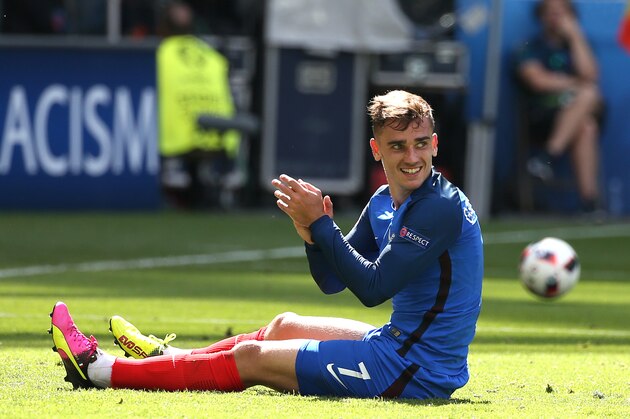 LYON, FRANCE - JUNE 26: Antoine Griezmann of France reacts during the UEFA EURO 2016 round of 16 match between France and Republic of Ireland at Stade des Lumieres, Parc OL on June 26, 2016 in Lyon, France. (Photo by Jean Catuffe/Getty Images)