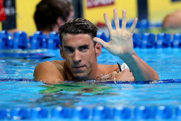 OMAHA, NE - JUNE 29:  Michael Phelps of the United States reacts after winning the final heat for the Men's 200 Meter Butterfly during Day Four of the 2016 U.S. Olympic Team Swimming Trials at CenturyLink Center on June 29, 2016 in Omaha, Nebraska.  (Photo by Tom Pennington/Getty Images)