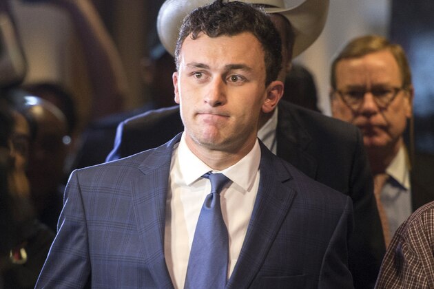 May 5, 2016; Dallas, TX, USA; Johnny Manziel makes his first appearance in court for his misdemeanor assault charge at the Frank Crowley Courts Building. Mandatory Credit: Jerome Miron-USA TODAY Sports