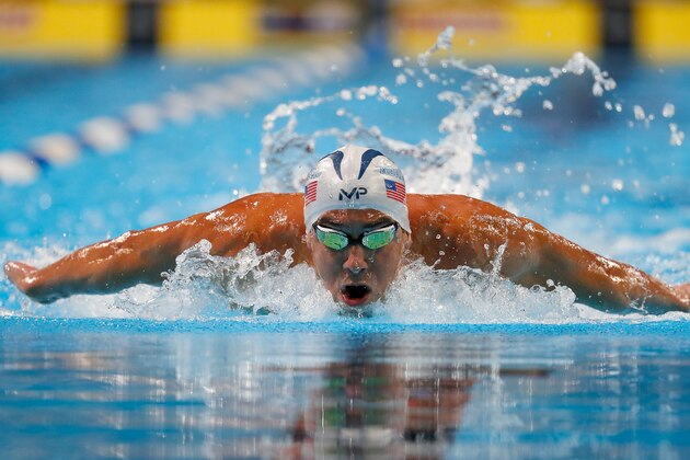 OMAHA, NE - JULY 01:  Michael Phelps of the United States competes in a heat for the Men's 100 Meter Butterfly during Day Six of the 2016 U.S. Olympic Team Swimming Trials at CenturyLink Center on July 1, 2016 in Omaha, Nebraska.  (Photo by Al Bello/Getty Images)