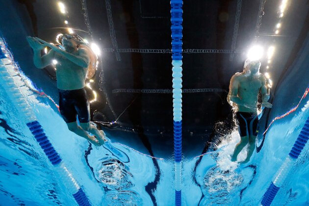 OMAHA, NE - JULY 01:  Michael Phelps (R) and Ryan Lochte (L) of the United States compete in a heat for the Men's 200 Meter Individual Medley during Day Six of the 2016 U.S. Olympic Team Swimming Trials at CenturyLink Center on July 1, 2016 in Omaha, Nebraska.  (Photo by Tom Pennington/Getty Images)