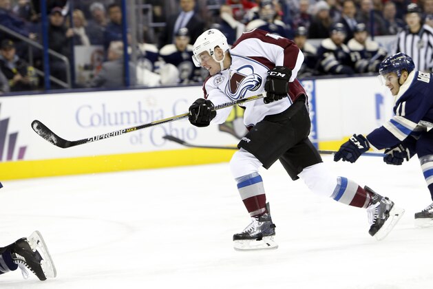 Colorado Avalanche's Tyson Barrie plays against the Columbus Blue Jackets during an NHL hockey game Saturday, Jan. 16, 2016, in Columbus, Ohio. (AP Photo/Jay LaPrete)
