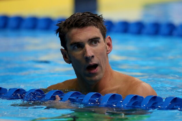 OMAHA, NE - JULY 01:  Michael Phelps of the United States reacts after competing in a semi-final heat for the Men's 100 Meter Butterfly during Day Six of the 2016 U.S. Olympic Team Swimming Trials at CenturyLink Center on July 1, 2016 in Omaha, Nebraska.  (Photo by Tom Pennington/Getty Images)